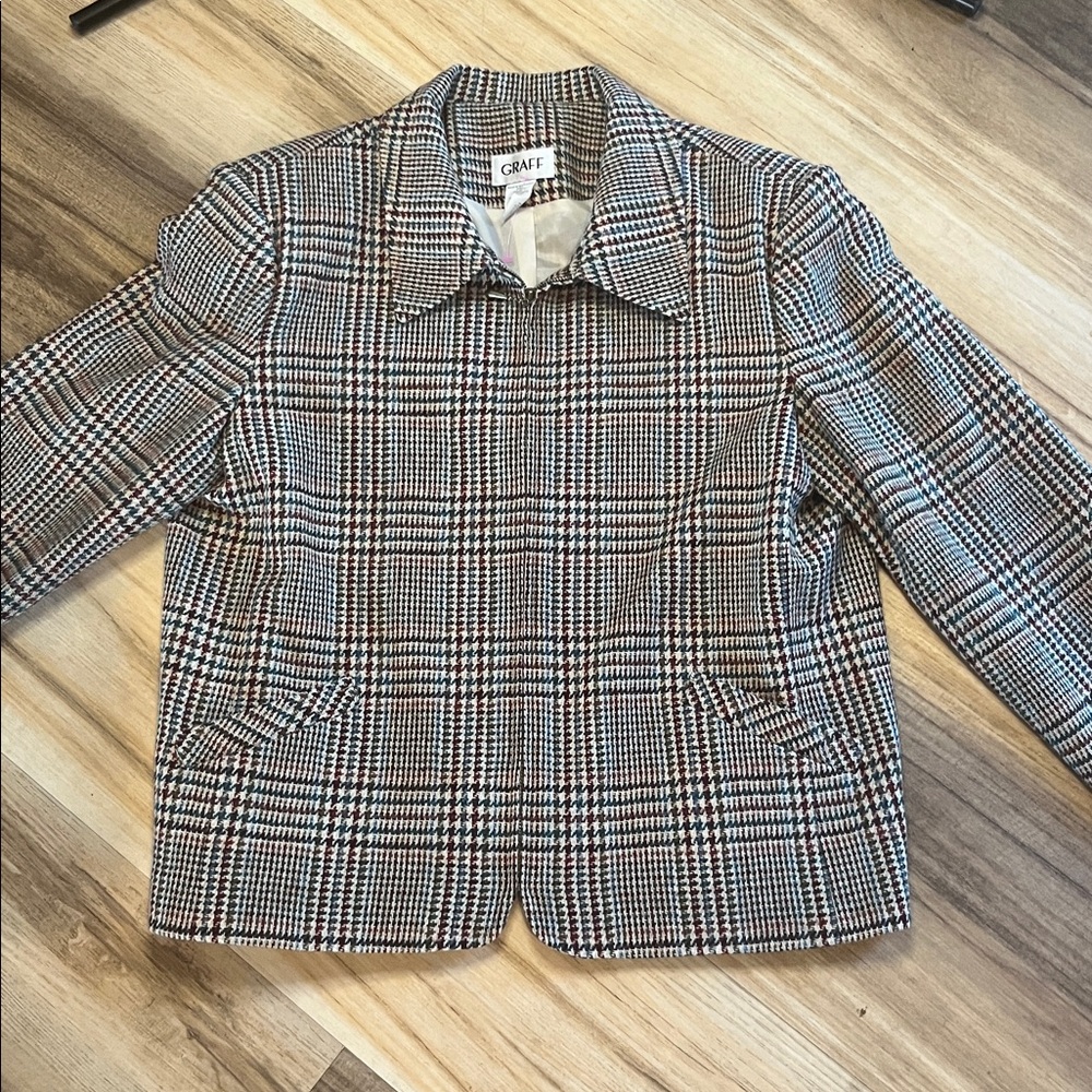 Gray 100% wool Checkered Blazer by Graff